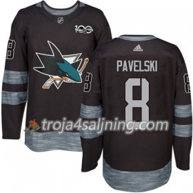 San Jose Sharks tröja Joe Pavelski 8 1917-2017 100th Anniversary Adidas Svart Authentic - NHL Tröjor Herr